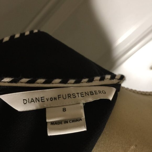 Diane Von Furstenberg Leelou Designer Shift Dress V Neck Black White… - Picture 7 of 9